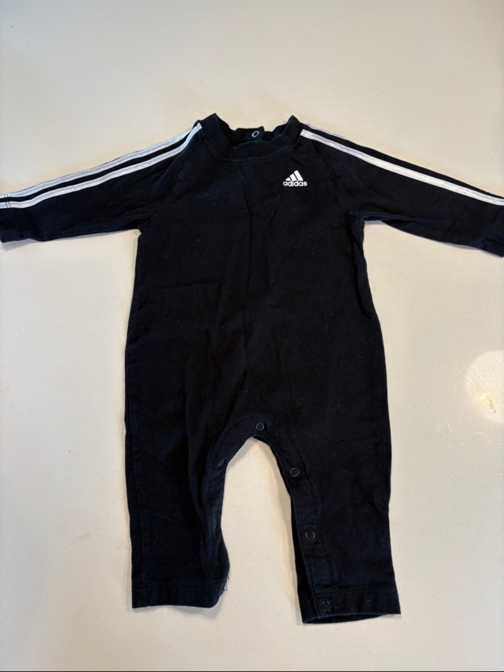 adidas Black Baby One Piece with Classic 3 Stripes